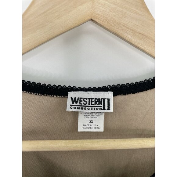 Vtg Western Connection II Plus Size Black Floral Lace Tank Top Shell 3x Runs Sma - Picture 5 of 8